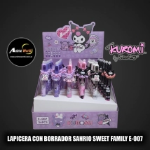 LAPICERA CON BORRADOR SANRIO SWEET FAMILY E-007 KITTY-KUROMI (A0725)