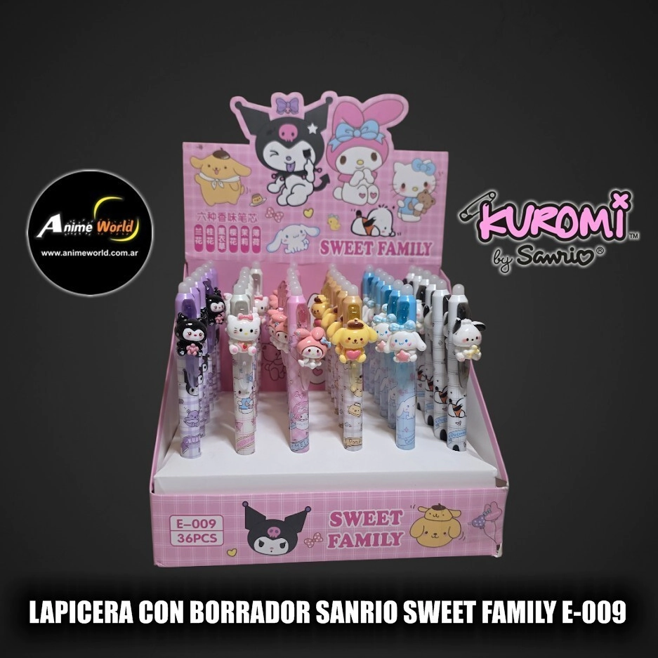 LAPICERA CON BORRADOR SANRIO SWEET FAMILY E-009 KITTY-KUROMI (A0726)