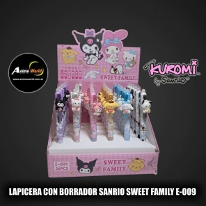 LAPICERA CON BORRADOR SANRIO SWEET FAMILY E-009 KITTY-KUROMI (A0726)