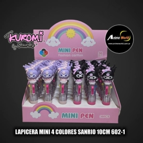LAPICERA MINI 4 COLORES SANRIO 10CM 602-1 KITTY-KUROMI (A0729)