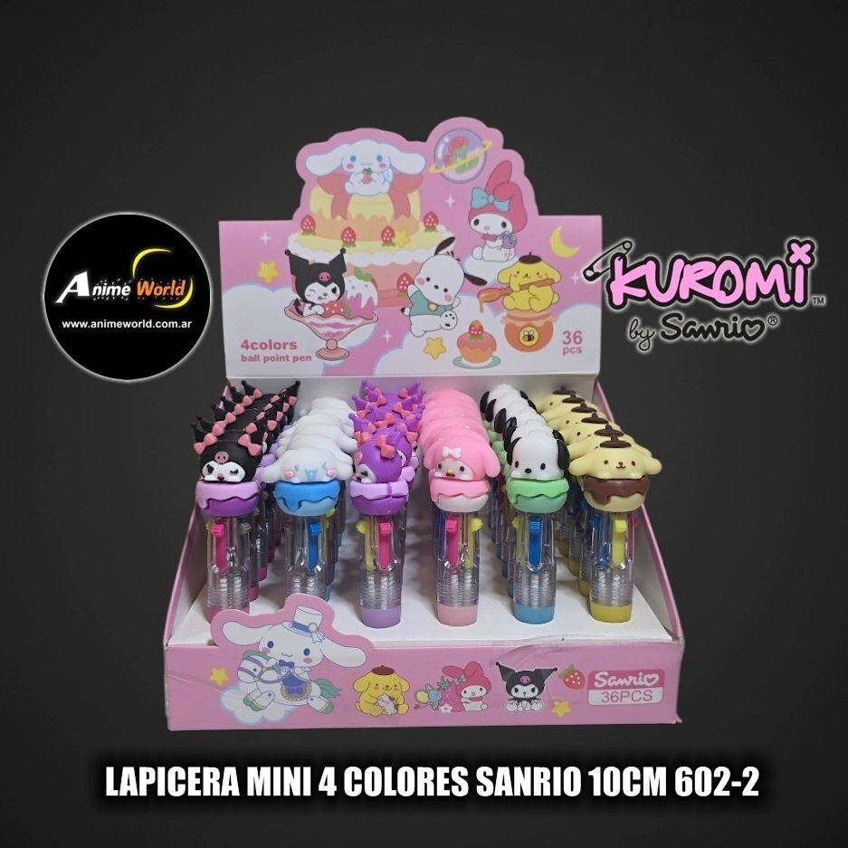 LAPICERA MINI 4 COLORES SANRIO 10CM 602-2 KITTY-KUROMI (A0730)