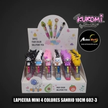 LAPICERA MINI 4 COLORES SANRIO 10CM 602-3 KITTY-KUROMI (A0731)