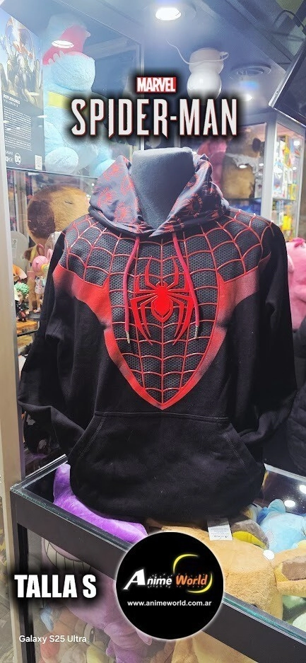 BUZO CANGURO CON CAPUCHA SPIDERMAN TELARA�A 3D #1 IMPORTADO (TALLA S) (R1223)