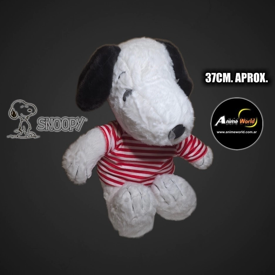 PELUCHE SNOOPY CON REMERA RAYADA ROJA (37CM APROX) (P2102)
