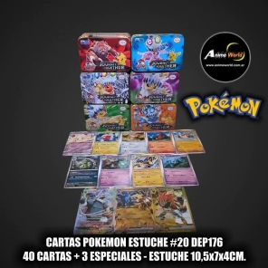 CARTAS POKEMON ESTUCHE #20 DEP176 (40 CARTAS+3 ESPECIALES) (ESTUCHE 10,5x7x4CM) (A0770)
