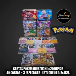 CARTAS POKEMON ESTUCHE #20 DEP176 (40 CARTAS+3 ESPECIALES) (ESTUCHE 10,5x7x4CM) (A0770)