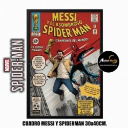 CUADRO (30x40CM) MUNDIAL 2026 MESSI Y SPIDERMAN #1 (A0835)