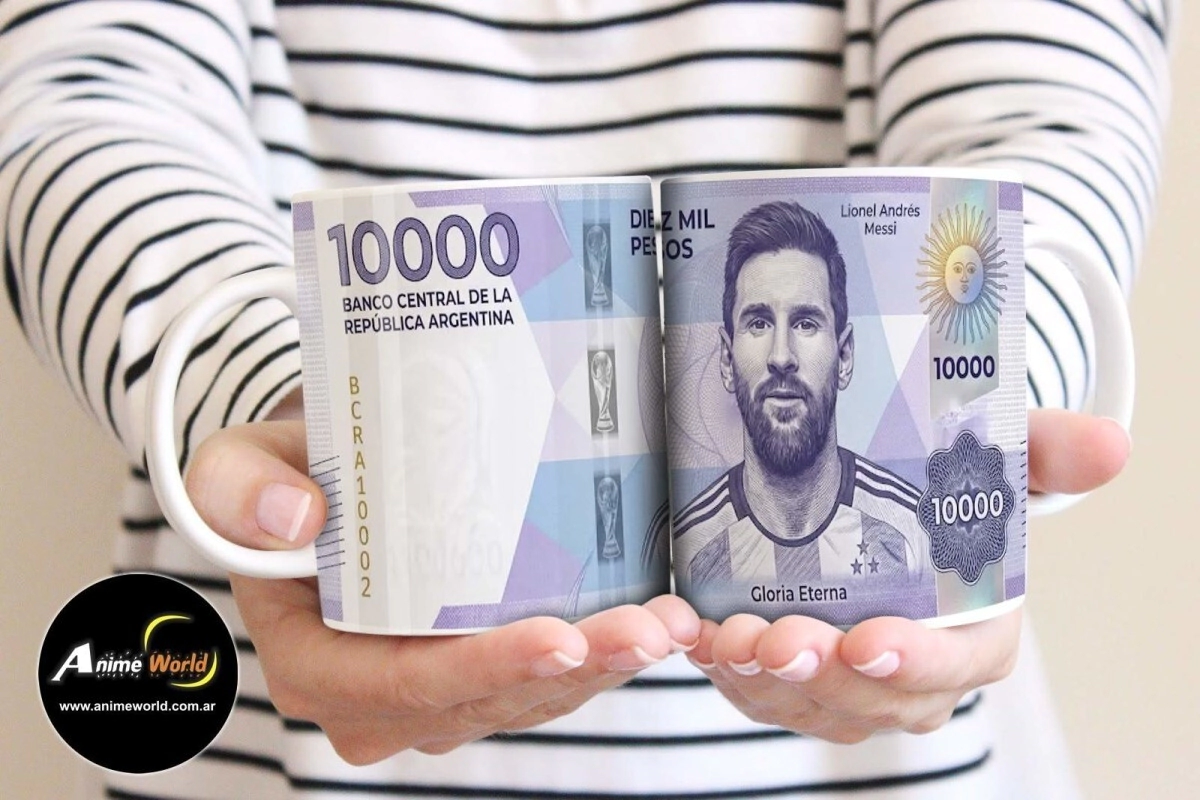 TAZA PLASTICA - MUNDIAL 2026 MESSI BILLETE 10MIL (T0283)