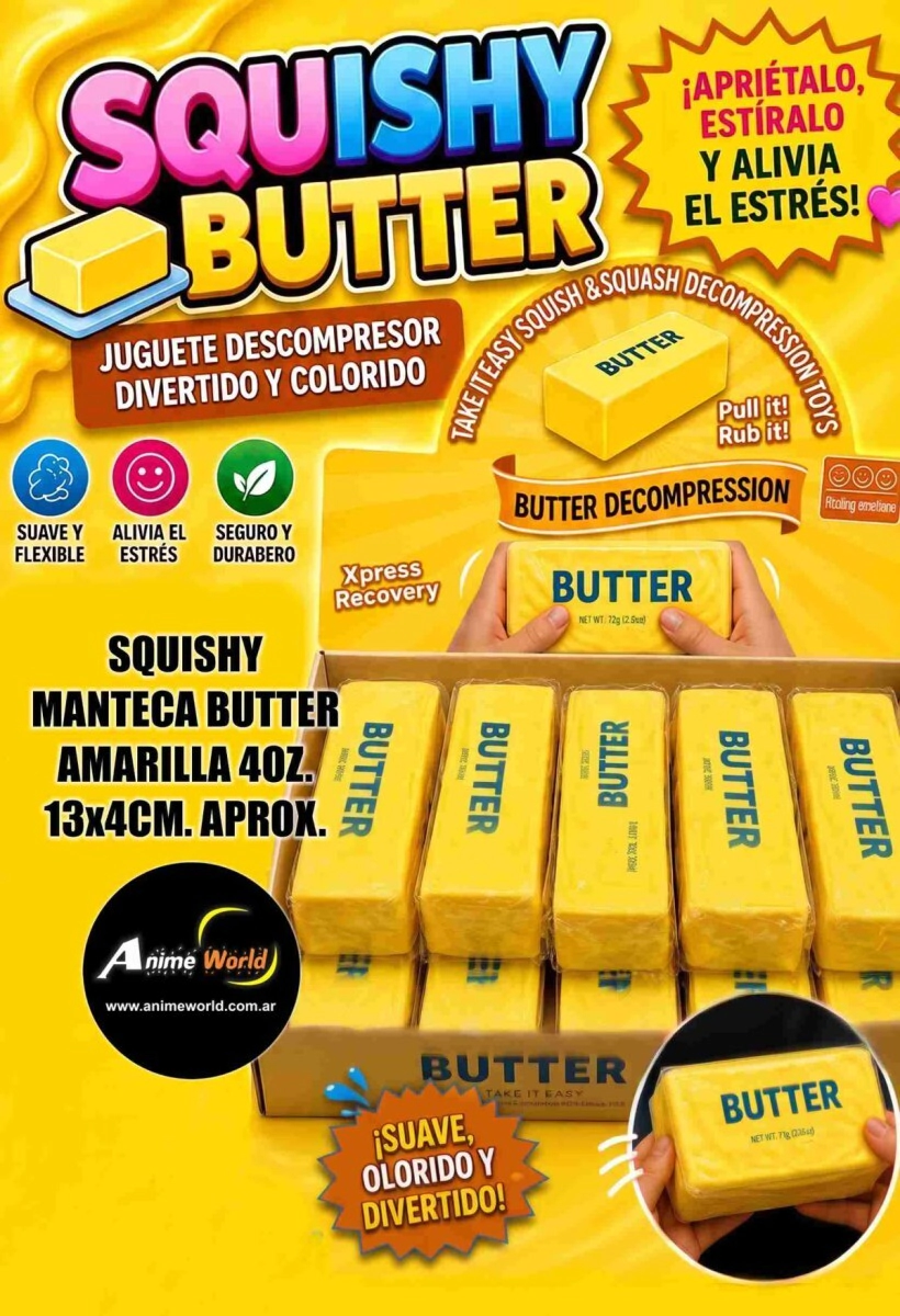 SQUISHY MANTECA BUTTER AMARILLA 4OZ (13x4CM APROX) (A0848)