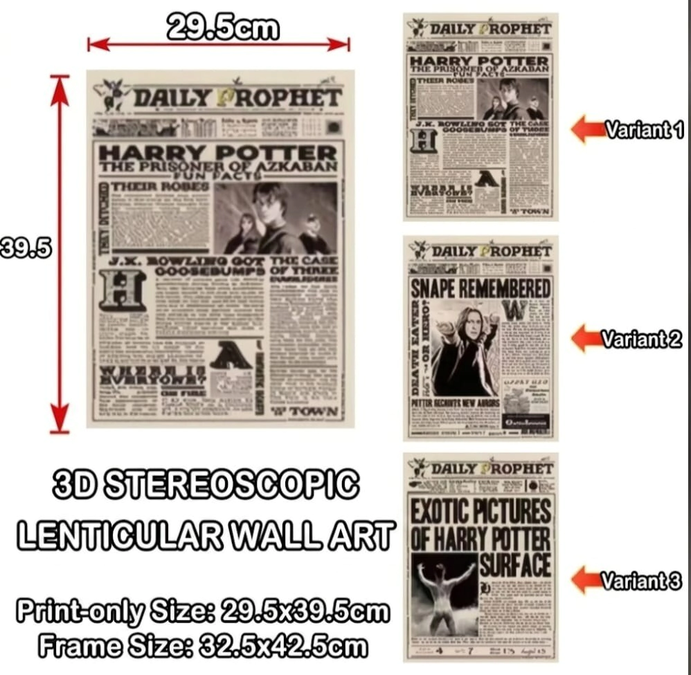 POSTER 3D HARRY POTTER 3 DISE�OS EN 1 #4 (29,5x39,5CM) (A0873)