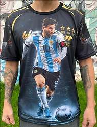 REMERA AFA MESSI #4 NEGRA (TALLA 14) LAS MALVINAS (POLIESTER) (R1354)