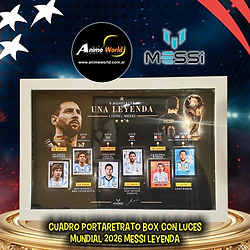 CUADRO MARRON BOX (40x30CM) CON LUCES MUNDIAL 2026 MESSI LEYENDA #1 (A0876)