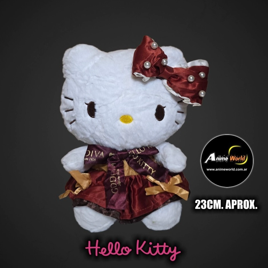 PELUCHE HELLO KITTY CON VESTIDO PERLA GODIVA (23CM APROX) (P2198)