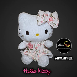 PELUCHE HELLO KITTY CON VESTIDO FLORAL PERLAS (24CM APROX) (P2199)