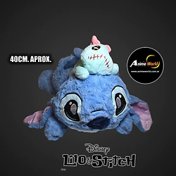 PELUCHE STITCH ACOSTADO CON SCRUMP (40CM APROX) (P2200)