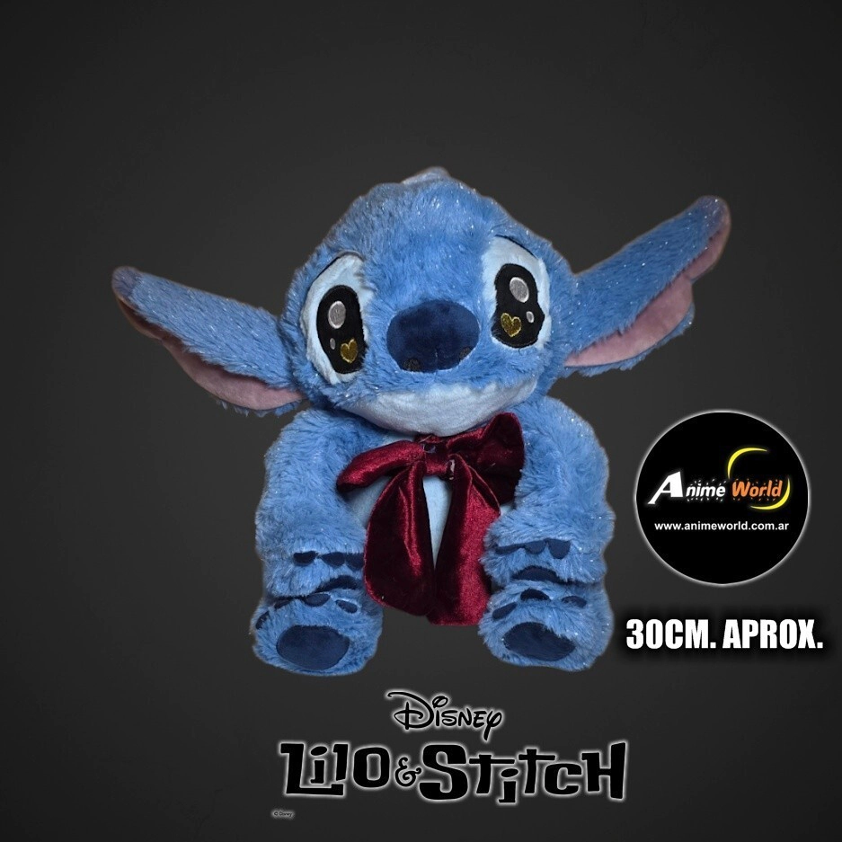 PELUCHE STITCH CON MO�O BORDO Y BRILLO AZUL CLARO (30CM APROX) (P2202)