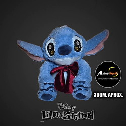 PELUCHE STITCH CON MO�O BORDO Y BRILLO AZUL CLARO (30CM APROX) (P2202)