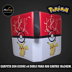 ALBUM PARA CARTAS POKEMON CARPETA CON CIERRE x4 DOBLE NS-ALB4 #1 (PARA 400 CARTAS) (18x24CM) (A0882)