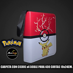 ALBUM PARA CARTAS POKEMON CARPETA CON CIERRE x4 DOBLE NS-ALB4 #1 (PARA 400 CARTAS) (18x24CM) (A0882)