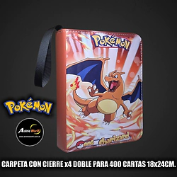 ALBUM PARA CARTAS POKEMON CARPETA CON CIERRE x4 DOBLE NS-ALB4 #2 (PARA 400 CARTAS) (18x24CM) (A0883)