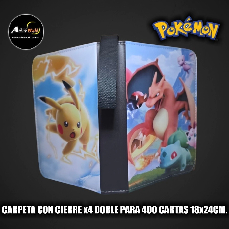 ALBUM PARA CARTAS POKEMON CARPETA CON CIERRE x4 DOBLE NS-ALB4 #4 (PARA 400 CARTAS) (18x24CM) (A0885)