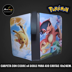 ALBUM PARA CARTAS POKEMON CARPETA CON CIERRE x4 DOBLE NS-ALB4 #4 (PARA 400 CARTAS) (18x24CM) (A0885)
