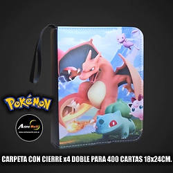 ALBUM PARA CARTAS POKEMON CARPETA CON CIERRE x4 DOBLE NS-ALB4 #4 (PARA 400 CARTAS) (18x24CM) (A0885)