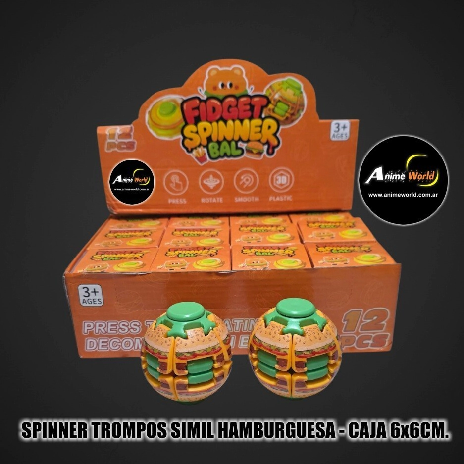 SPINNER TROMPOS SIMIL HAMBURGUESA (CAJA 6x6CM) (A0913)
