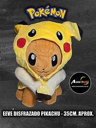 PELUCHE POKEMON GRANDE - EEVE DISFRAZADO PIKACHU (35CM APROX) (P2238)