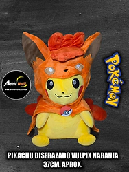 PELUCHE POKEMON GRANDE - PIKACHU DISFRAZADO VULPIX NARANJA (37CM APROX) (P2239)