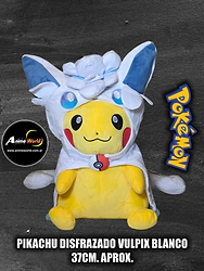 PELUCHE POKEMON GRANDE - PIKACHU DISFRAZADO VULPIX BLANCO (37CM APROX) (P2240)