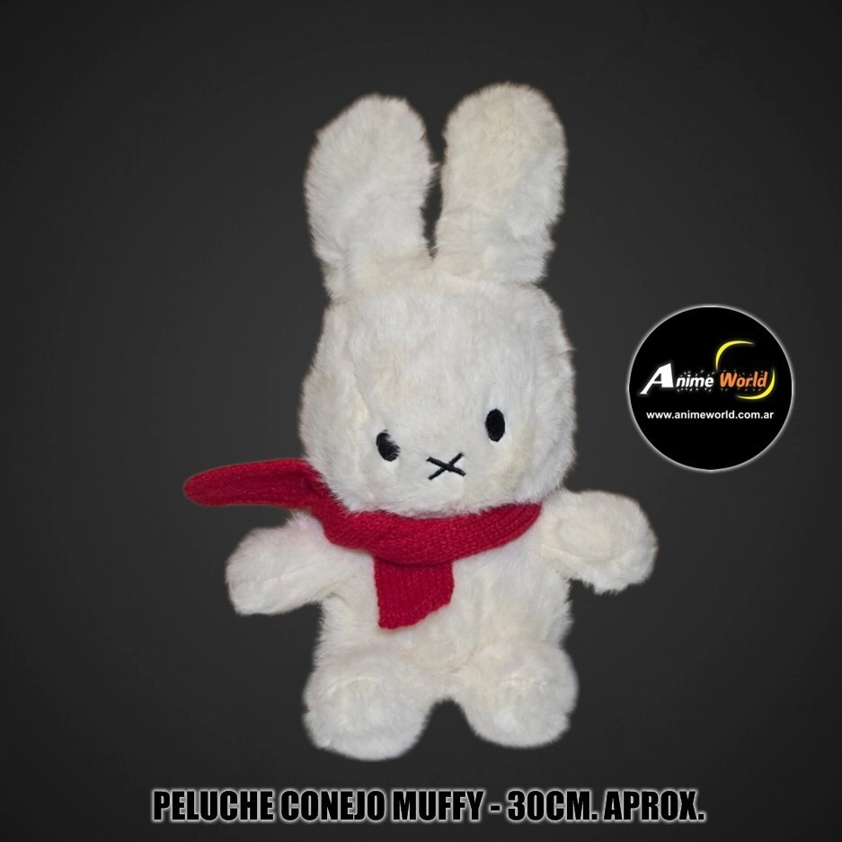 PELUCHE CONEJO MUFFY BLANCO BUFANDA ROJA (30CM APROX) (P2248)