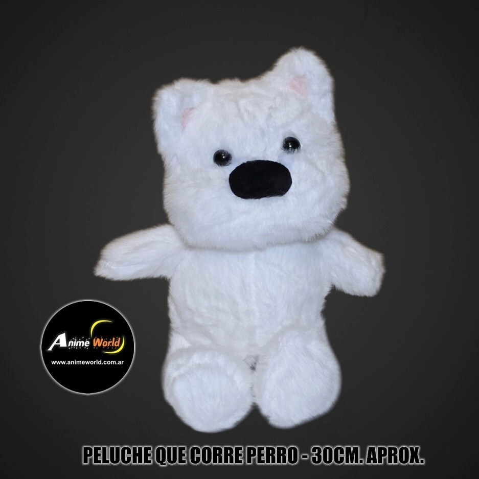 PELUCHE QUE CORRE PERRO BLANCO #1 (30CM APROX) (P2250)