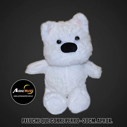 PELUCHE QUE CORRE PERRO BLANCO #1 (30CM APROX) (P2250)