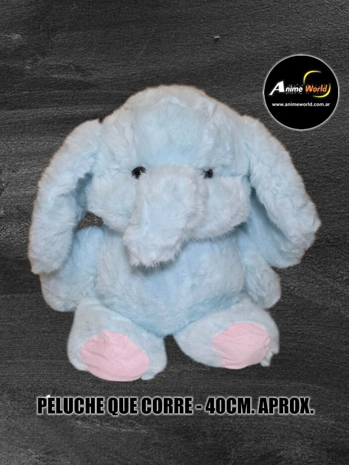 PELUCHE QUE CORRE ELEFANTE CELESTE MEDIANO #1 (40CM APROX) (P2254)