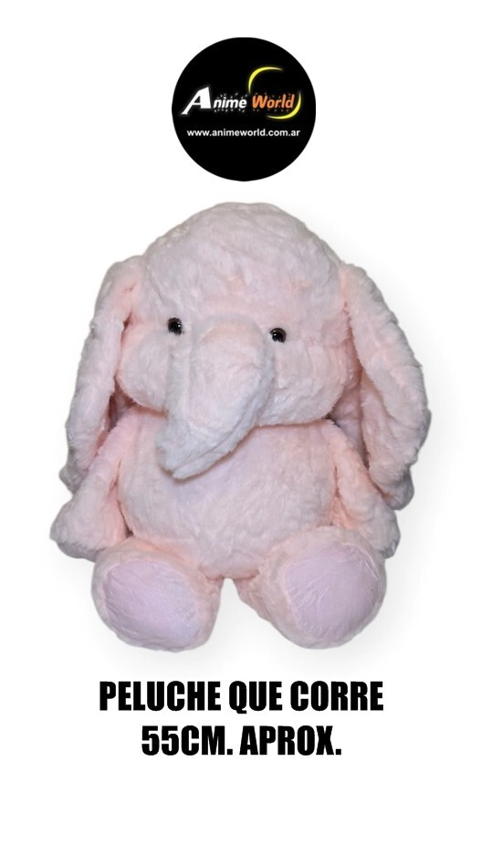 PELUCHE QUE CORRE ELEFANTE ROSA GRANDE #1 (55CM APROX) (P2259)