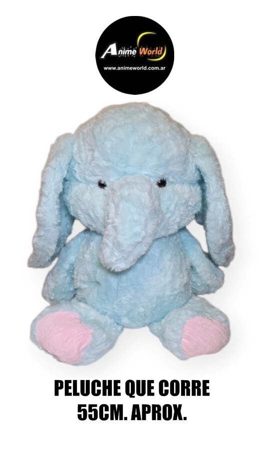 PELUCHE QUE CORRE ELEFANTE CELESTE GRANDE #1 (55CM APROX) (P2260)