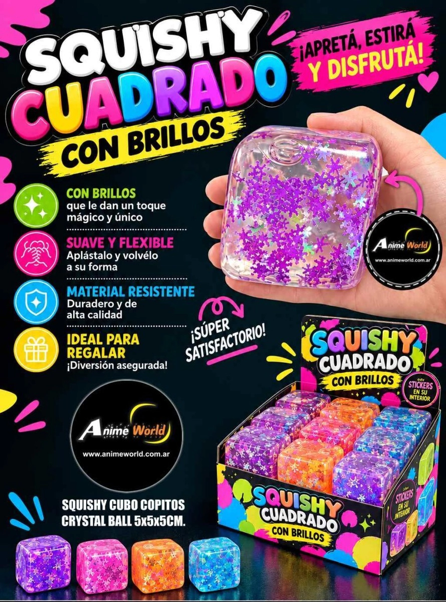 SQUISHY CUBO COPITOS CRYSTAL BALL (5x5x5CM) (A0930)
