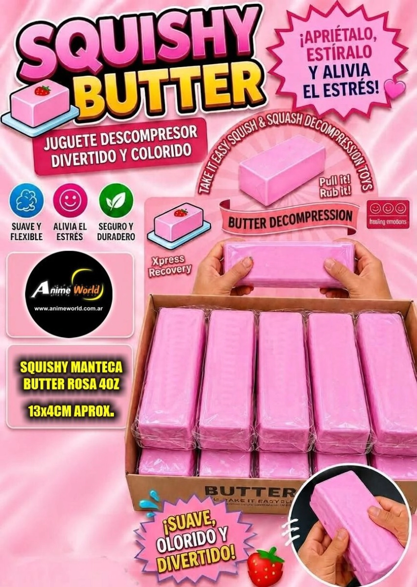SQUISHY MANTECA BUTTER ROSA 4OZ (13x4CM APROX) (A0931)