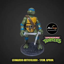 TORTUGA NINJA LEONARDO ARTICULADO HARD TOY WITH BASE (17CM APROX) (F1103)