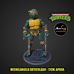 TORTUGA NINJA MICHELANGELO ARTICULADO HARD TOY WITH BASE (17CM APROX) (F1104)