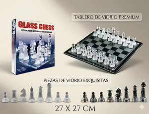 JUEGO DE MESA AJEDREZ DE VIDRIO (CAJA 28x28x5CM) 30816-TBG04 (A0935)