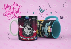TAZAS (CERAMICA) AMOR Y AMISTAD PERSONALIZABLE VOL 2 (8 MODELOS)