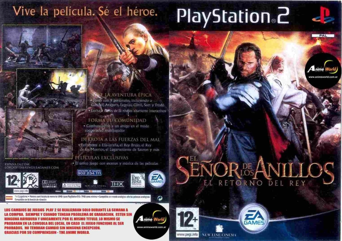 PLAYSTATION 2 - EL SE�OR DE LOS ANILLOS 3 - EL RETORNO DEL REY (20072)