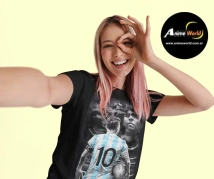 REMERA ALGODON + MESSI MARADONA (TALLA S) (R0799)